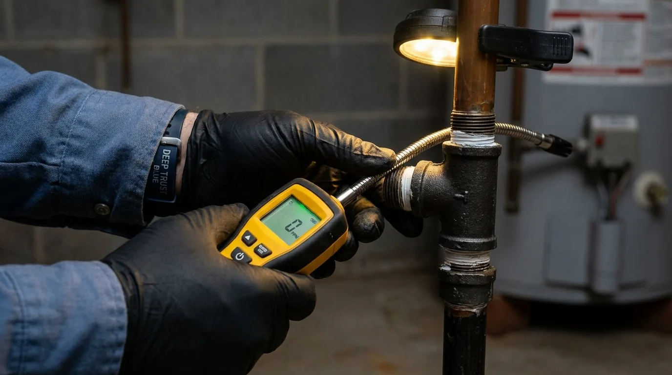 Gas leak detection with electronic sniffer by Johns Plumbing LLC in Carbon Cliff