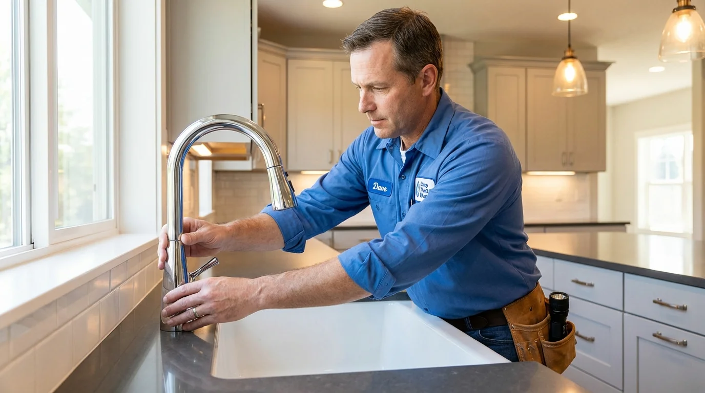 Kitchen faucet installation by Johns Plumbing LLC in Carbon Cliff