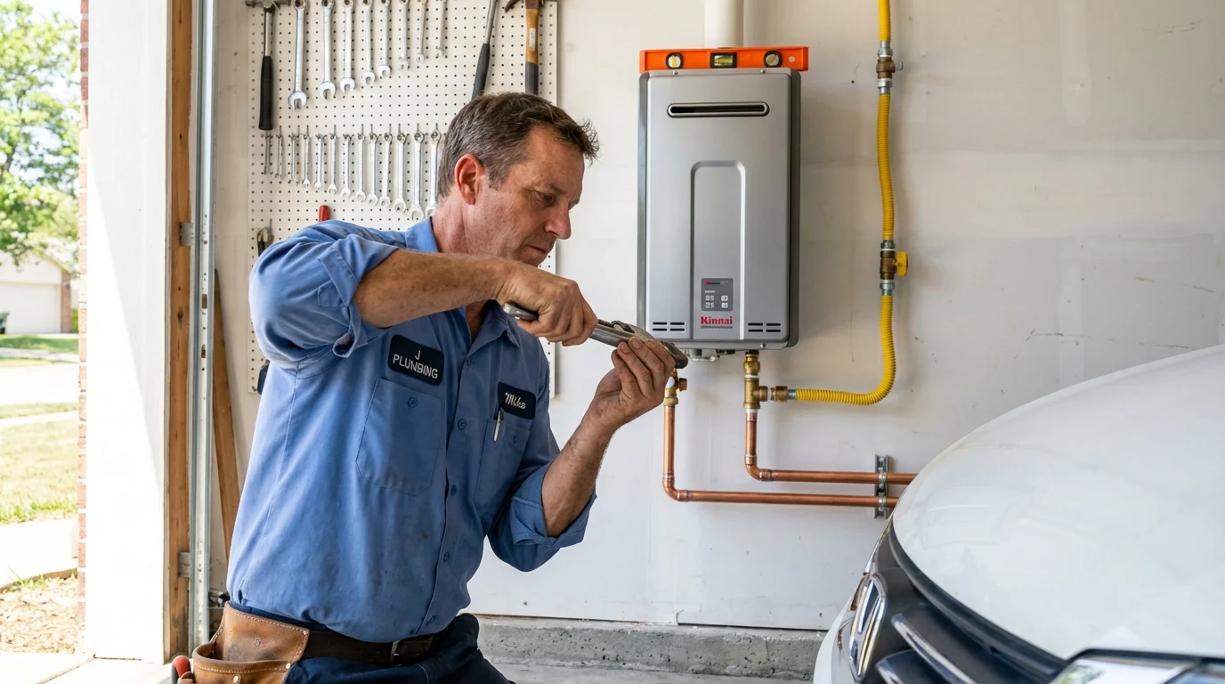 Tankless water heater installation by a Johns Plumbing LLC plumber in Carbon Cliff